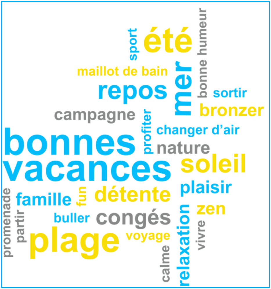 Nuage de mots grandes vacances